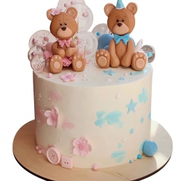 Торт для 2 детей с мишками №1731 Торт для 2 детей с мишками №1731