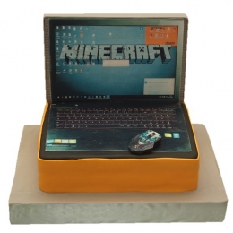Торт детский Майнкрафт в виде ноутбука №655