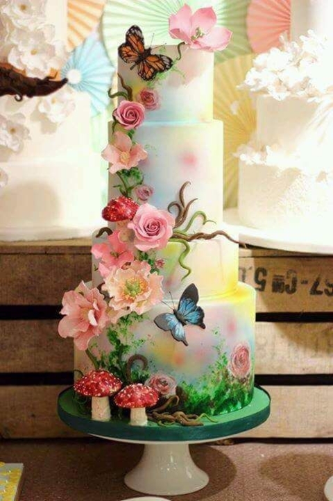 Торт с цветами «Лесное озеро» на заказ