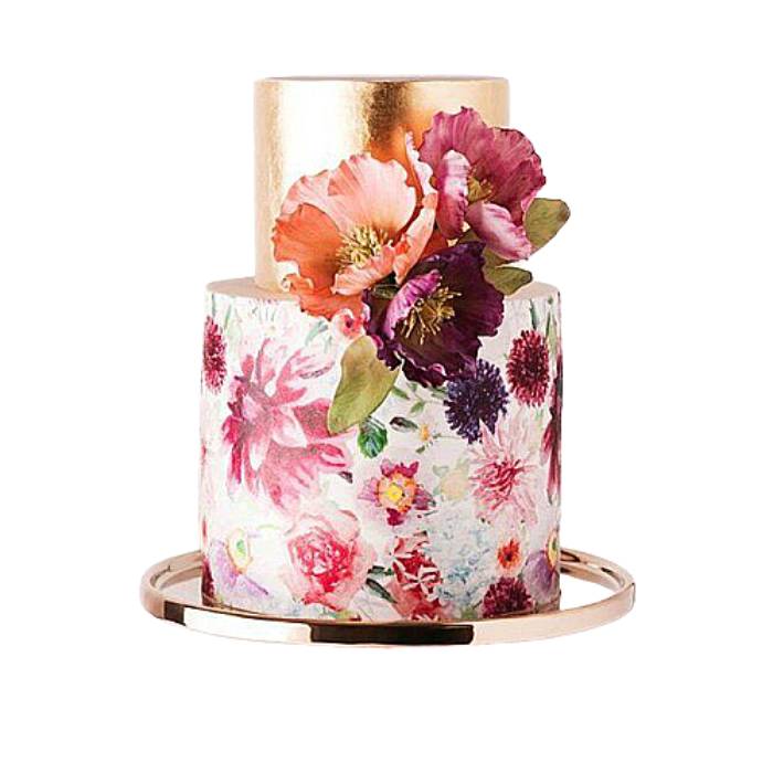 Двухъярусный торт на годовщину свадьбы с цветами 