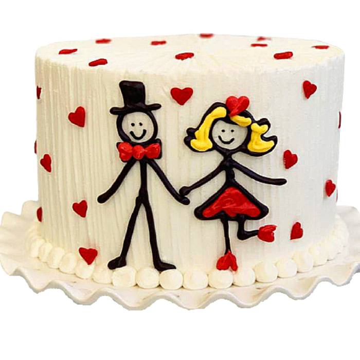 Прикольный одноярусный свадебный торт
