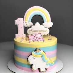 Торты девочке на 1 годик на заказ | Купить торт на день рождения девочке с цифрой и надписью 1 год
