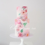 Небольшой свадебный торт с акварелью заказать