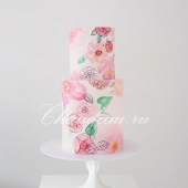Небольшой свадебный торт с акварелью заказать
