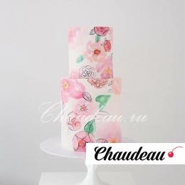 Небольшой свадебный торт с акварелью заказать