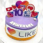 Торт Лайки на десятилетие TLD0013144 фото и оформление торта