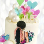 Торт с сердечками-топперами на 15 лет TS1L013167 фото и оформление торта