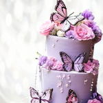 Wedding cake с бабочками WCB0013198 фото и оформление торта