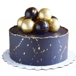 Синий торт с золотыми шарами №2450