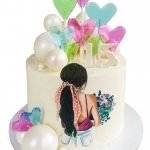 Торт с топперами сердечками на 15 лет №2102