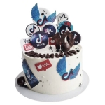 Торт Тик Ток с топперами на 10 лет №2934