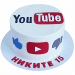 Торт YouTube белый №1783