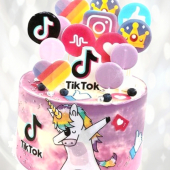ТikTok торт с единорожкой TTE0013154 фото и оформление торта