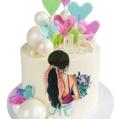 Торт с топперами сердечками на 15 лет №2102