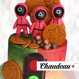 Торт с сахарными сотами из Игры в кальмара TSSI013159 фото и оформление торта