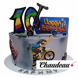 Торт с велосипедистом и самокатом на 10 лет №2780