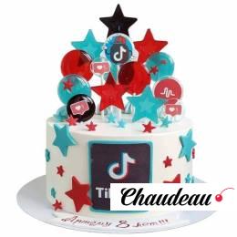 Торт Тик Ток с топперами звездочками №2647