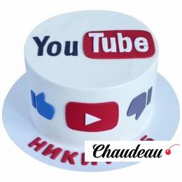 Торт YouTube белый №1783