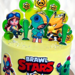 Brawl Stars cake с украшениями BSCU013207 фото и оформление торта