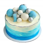 Торт бело-голубой на 1 год №2397