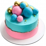 Торт бирюзово-розовый с шариками №2601