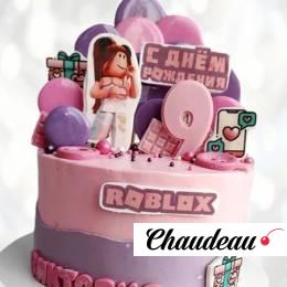 Розовый торт Роблокс RTR0013217 фото и оформление торта