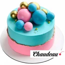 Торт бирюзово-розовый с шариками №2601