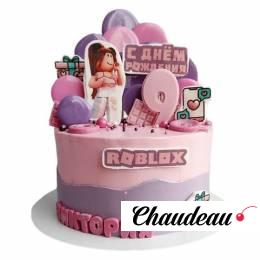 Торт Roblox розовый №2966