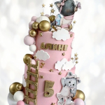 Двухъярусный торт с котиками DTK0013336 фото и оформление торта