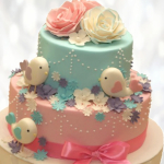 Двухъярусный торт с птицами DTP0013339 фото и оформление торта