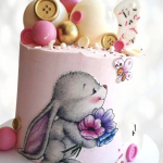 Торт кролик с букетом TKB0013381 фото и оформление торта