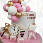 Торт с данными о рождении ребенка TDRR013389 фото и оформление торта