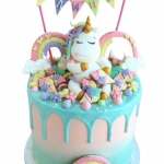 Торт для девочки с единорогом и радугой №2395