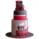 Торт Двухъярусный с паровозами №382