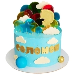 Торт голубой с облаками №2733