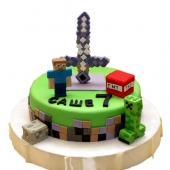 Торт детский с мечом из Майнкрафт №720