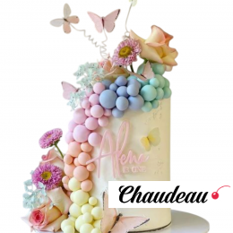 Торт желтый с бабочками TZHB013378