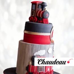 Торт в два яруса с поездами TDYA013337 фото и оформление торта