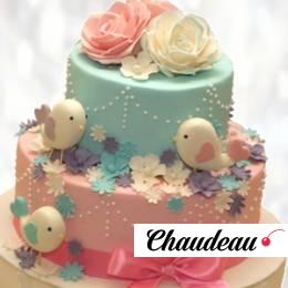 Двухъярусный торт с птицами DTP0013339 фото и оформление торта