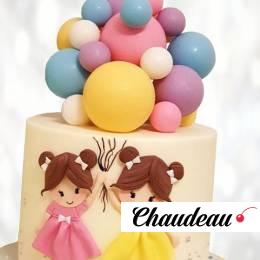 Праздничный торт: девчушка с шарами PTDS013343 фото и оформление торта