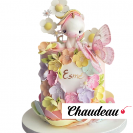 Торт Желто-фиолетовый с бабочками TZHB013377