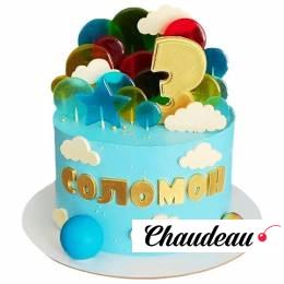 Торт голубой с облаками №2733