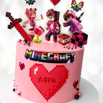 Торт Minecraft с сердцем TMS00013440 фото и оформление торта