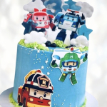 Торт Робокар Поли небесного цвета TRPN013485 фото и оформление торта