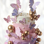 Торт с принцессой, бабочками и цветами TPBC013494 фото и оформление торта