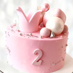 Торт розовый девочке на два года TRDD013499 фото и оформление торта