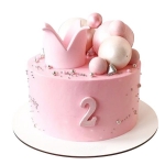 Торт розовый для девочки на 2 года №1727