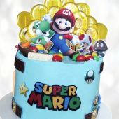 Торт Марио с топперами-героями TMT00013451 фото и оформление торта