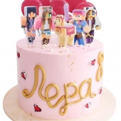 Торт Майнкрафт розовый №2049