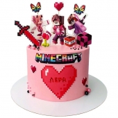 Торт Майнкрафт с сердечком №2715
